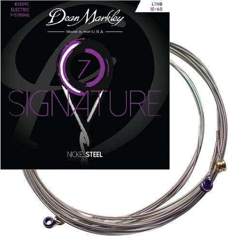 Electric Guitar Strings Nickel Steel Signature 7 String Set. Nickel Wound Guitar Strings Medium, Soft Electric Guitar Strings for a Superior Tone and Sustainability, 11-60, 2505C Medium Gauge in Kuwait
