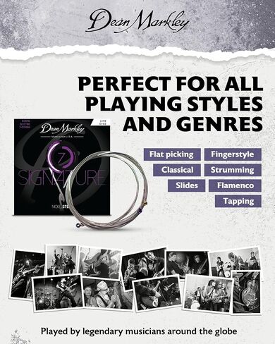 Electric Guitar Strings Nickel Steel Signature 7 String Set. Nickel Wound Guitar Strings Medium, Soft Electric Guitar Strings for a Superior Tone and Sustainability, 11-60, 2505C Medium Gauge in Kuwait