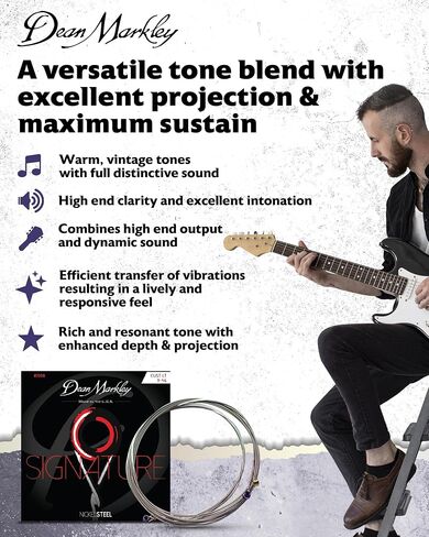 Electric Guitar Strings Nickel Steel Signature 7 String Set. Nickel Wound Guitar Strings Medium, Soft Electric Guitar Strings for a Superior Tone and Sustainability, 11-60, 2505C Medium Gauge in Kuwait