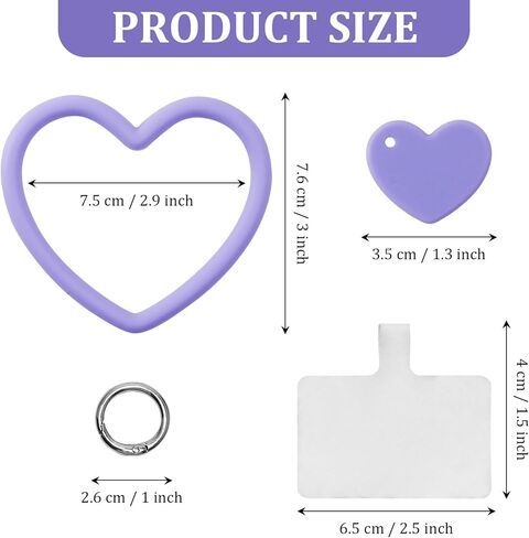 حبل هاتف من السيليكون بحلقة على شكل قلب مع 3 قطع من شريط الحبل، سحر معصم حبل الهاتف، معصم حبل الهاتف، عالمي لمعظم شارات حافظة الهاتف الخلوي in Kuwait