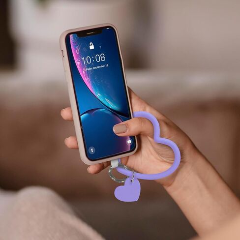 حبل هاتف من السيليكون بحلقة على شكل قلب مع 3 قطع من شريط الحبل، سحر معصم حبل الهاتف، معصم حبل الهاتف، عالمي لمعظم شارات حافظة الهاتف الخلوي in Kuwait