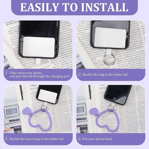 حبل هاتف من السيليكون بحلقة على شكل قلب مع 3 قطع من شريط الحبل، سحر معصم حبل الهاتف، معصم حبل الهاتف، عالمي لمعظم شارات حافظة الهاتف الخلوي in Kuwait