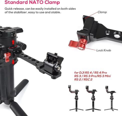 Adjustable Gimbal Monitor Mount Phone Mount with Quick Release NATO Clamp Cold Shoe Mount for DJI Ronin RS 4 / RS 4 Pro/RS 3 / RS 3 Pro/RS 3 Mini/RS 2 / RSC 2 Stabilizers in Saudi Arabia