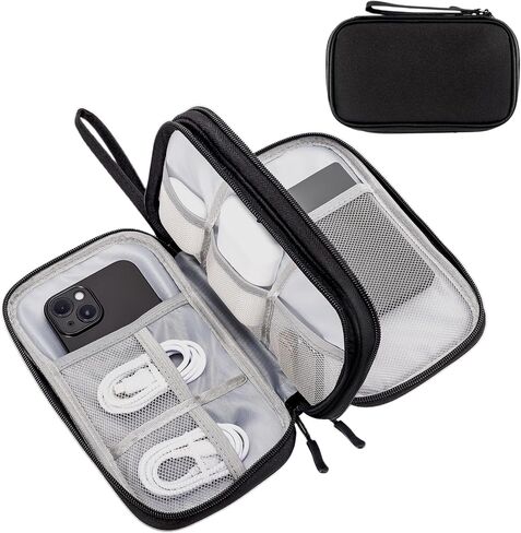 ProCase Electronics Organizer Travel Case, Portable Tech Cable Organizer Bag, Charger Organizer Case Pouch for Travel Accessories, Electronics, Power Bank, Wire -Black in Saudi Arabia