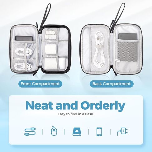 ProCase Electronics Organizer Travel Case, Portable Tech Cable Organizer Bag, Charger Organizer Case Pouch for Travel Accessories, Electronics, Power Bank, Wire -Black in Saudi Arabia