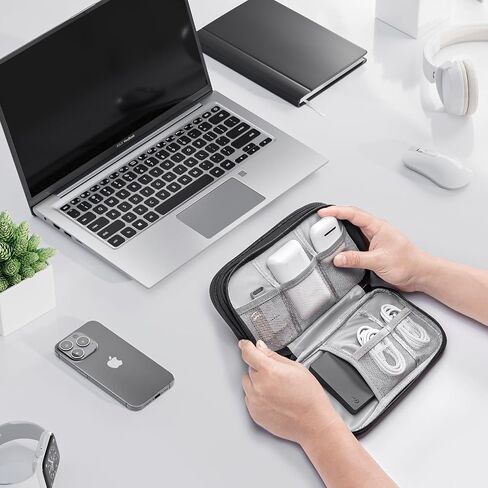 ProCase Electronics Organizer Travel Case, Portable Tech Cable Organizer Bag, Charger Organizer Case Pouch for Travel Accessories, Electronics, Power Bank, Wire -Black in Saudi Arabia