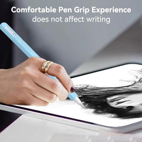 حافظة T Tersely من السيليكون لقلم Apple Pencil Pro 2024 / Apple Pencil 2nd، قبضة حامل بأكمام ناعمة + غطاء واقٍ لسن القلم، حافظة حامل أقلام مضادة للانزلاق - وردي in Kuwait