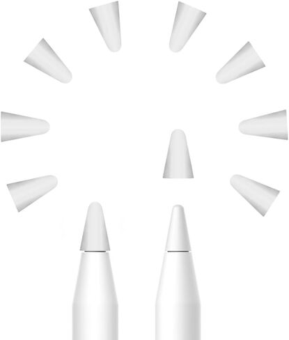 غطاء رأس قلم ProElife مكون من 10 قطع لقلم Apple الجيل الأول / الثاني/USB-C وApple Pencil Pro 2024، واقي غطاء من السيليكون مع حساسية عالية/كتابة منخفضة الضوضاء لقلم Apple (أبيض) in Saudi Arabia