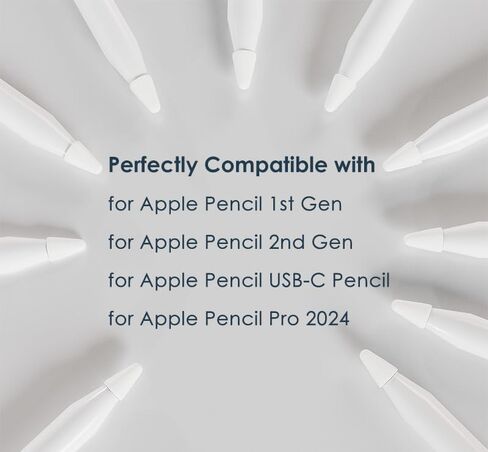 غطاء رأس قلم ProElife مكون من 10 قطع لقلم Apple الجيل الأول / الثاني/USB-C وApple Pencil Pro 2024، واقي غطاء من السيليكون مع حساسية عالية/كتابة منخفضة الضوضاء لقلم Apple (أبيض) in Saudi Arabia