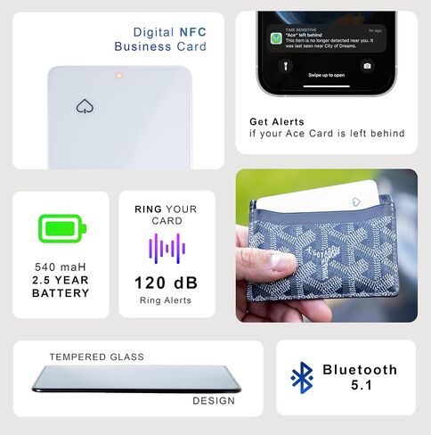 AceCard Gen 2, Official Apple Find My Wallet Tracker, 1.9mm Ultra Thin, Digital NFC Business Card & RFID Blocker (White) in Kuwait