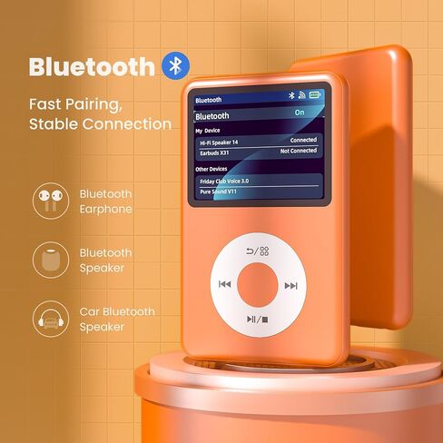 128G Mp3 Player with Bluetooth, 2.4" Portable Mini HiFi Sound Bluetooth Walkman Best Choice for 2024 (Flame) in Saudi Arabia