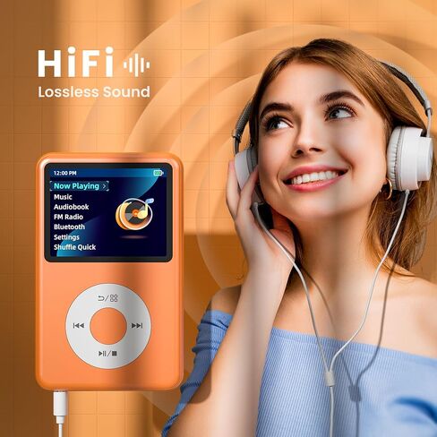 128G Mp3 Player with Bluetooth, 2.4" Portable Mini HiFi Sound Bluetooth Walkman Best Choice for 2024 (Flame) in Saudi Arabia