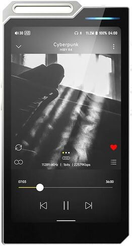 HiBy R4 Next-Gen Digital Audio Player with Spotify, Bluetooth, Wi-Fi, and Android 12 OS | 4-Way HiFi DAP with 3.5mm & 4.4mm Balanced Outputs | 32GB Internal + Expandable Memory up to 2TB (Silver) in Kuwait