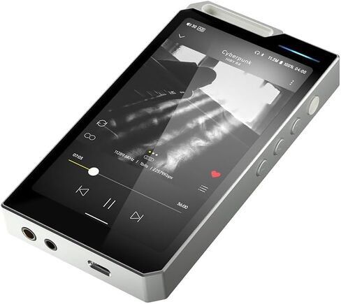 HiBy R4 Next-Gen Digital Audio Player with Spotify, Bluetooth, Wi-Fi, and Android 12 OS | 4-Way HiFi DAP with 3.5mm & 4.4mm Balanced Outputs | 32GB Internal + Expandable Memory up to 2TB (Silver) in Kuwait