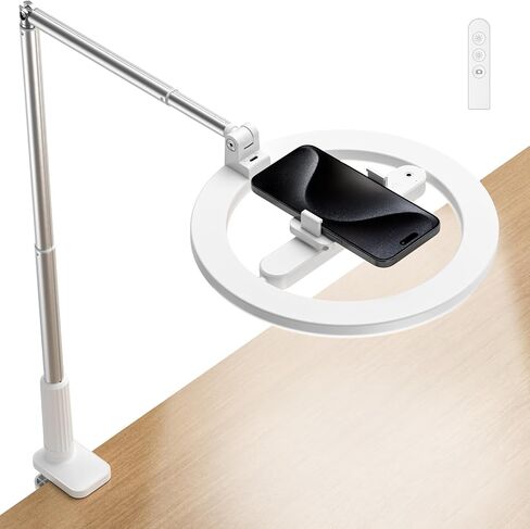 JSAUX 10" Selfie Ring Light with Stand, Adjustable Overhead Phone Mount for Desk, Phone Clamp Holder for Video Recording with LED Circle Light for Live Stream/Makeup/Vlog/YouTube Video/TikTok in Saudi Arabia