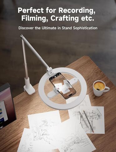 JSAUX 10" Selfie Ring Light with Stand, Adjustable Overhead Phone Mount for Desk, Phone Clamp Holder for Video Recording with LED Circle Light for Live Stream/Makeup/Vlog/YouTube Video/TikTok in Saudi Arabia