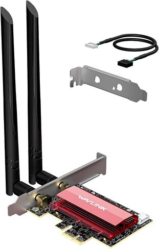 WAVLINK WiFi 7 BE8800 PCIe Network Card for Desktop PC, 2024 Tri-Band BE200 Wireless Adapter with Bluetooth 5.4, MU-MIMO, WPA3, for Windows 11/10(64bit), Only Supports Intel Motherboard in Saudi Arabia