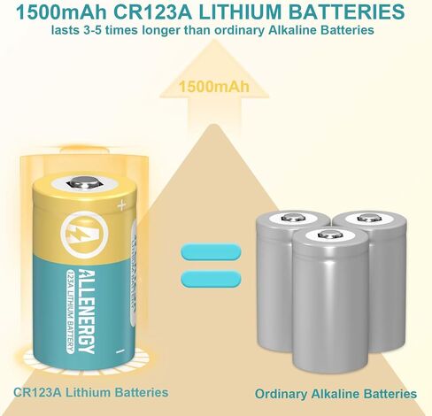 بطارية ليثيوم CR123A 3V CR17345 3 فولت 123A بطاريات 6 عبوات ذات سعة عالية، عمر افتراضي 10 سنوات in Saudi Arabia