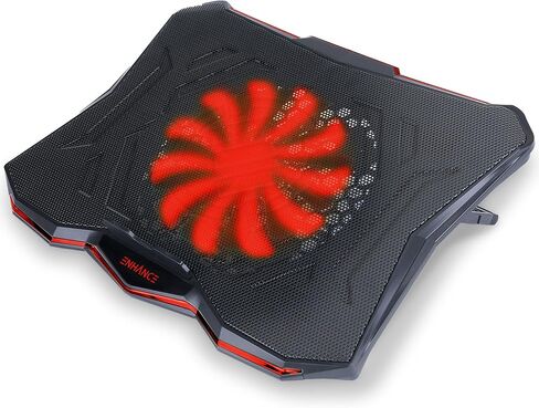 ENHANCE Cryogen 5 Gaming Laptop Cooling Pad Stand - Laptop Cooler with 7 Adjustable Height Settings & Dual USB Ports for 17 inch Laptops - 1 Ultra Quiet High Performance LED Laptop Fan 800 RPM - Red in Kuwait