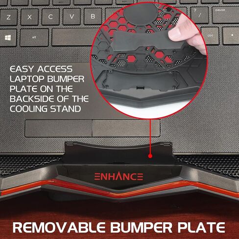 ENHANCE Cryogen 5 Gaming Laptop Cooling Pad Stand - Laptop Cooler with 7 Adjustable Height Settings & Dual USB Ports for 17 inch Laptops - 1 Ultra Quiet High Performance LED Laptop Fan 800 RPM - Red in Kuwait