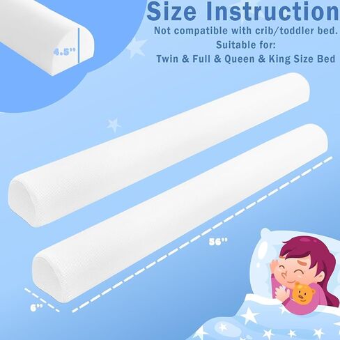 2 Packs Mesh Fabric Bed Bumpers for Toddlers Foam Safety Bed Rail for Kids Baby Bed Bumper with Breathable and Washable Cover fits Twin, Full, Queen, King Size Beds in Saudi Arabia