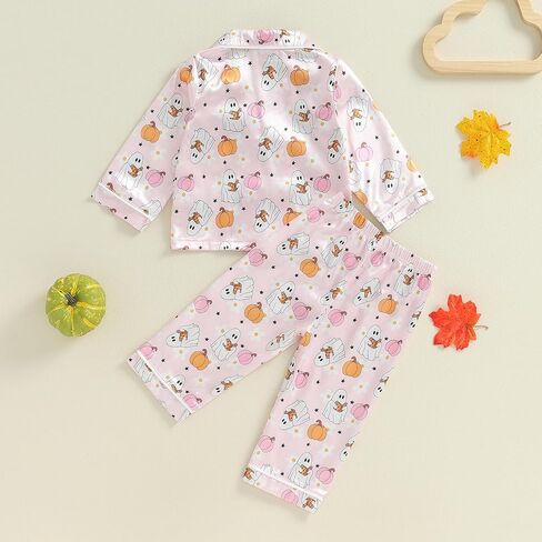Kids Toddler Baby Girl Pajamas Fall Set Cute Print Button Down Shirt Long Pants Bottoms Sleepwear Lounge Outfits in Saudi Arabia