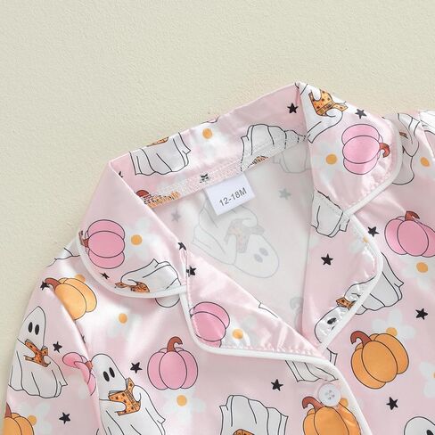 Kids Toddler Baby Girl Pajamas Fall Set Cute Print Button Down Shirt Long Pants Bottoms Sleepwear Lounge Outfits in Saudi Arabia