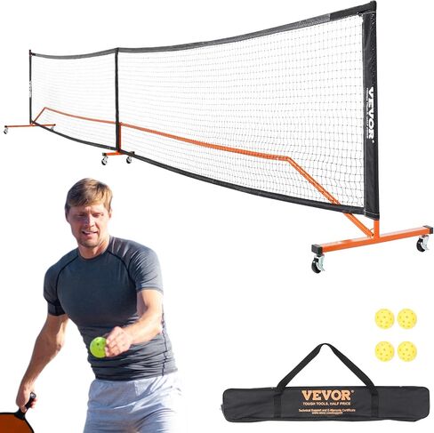 VEVOR Pickleball Net Set, 22FT Regulation Size Portable Pickleball System with Carrying Bag & Balls & Paddles, Weather Resistant Steady Metal Frame & Strong PE Net, for Outdoor Backyard Driveway in Saudi Arabia