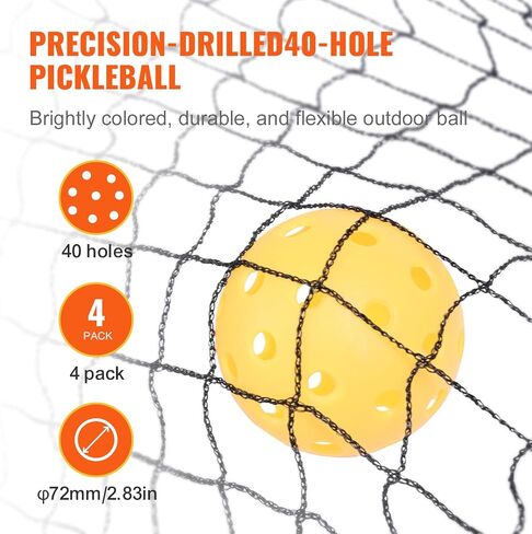 VEVOR Pickleball Net Set, 22FT Regulation Size Portable Pickleball System with Carrying Bag & Balls & Paddles, Weather Resistant Steady Metal Frame & Strong PE Net, for Outdoor Backyard Driveway in Saudi Arabia