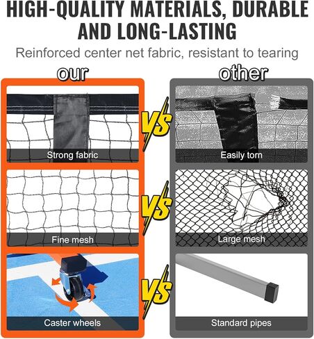 VEVOR Pickleball Net Set, 22FT Regulation Size Portable Pickleball System with Carrying Bag & Balls & Paddles, Weather Resistant Steady Metal Frame & Strong PE Net, for Outdoor Backyard Driveway in Saudi Arabia