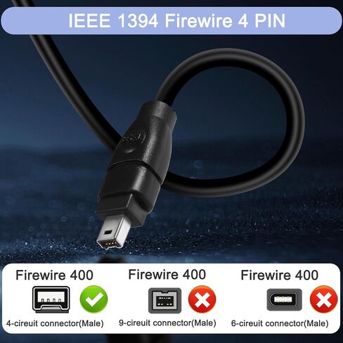 6FT Firewire 400 كابل، IEEE 1394 Firewire 4 دبوس ذكر إلى 4 دبوس ذكر كابل محول Firewire DV كابل للطابعة، الكمبيوتر الشخصي، الماسح الضوئي، كاميرا الفيديو (4Pin ذكر إلى 6Pin ذكر) in Saudi Arabia