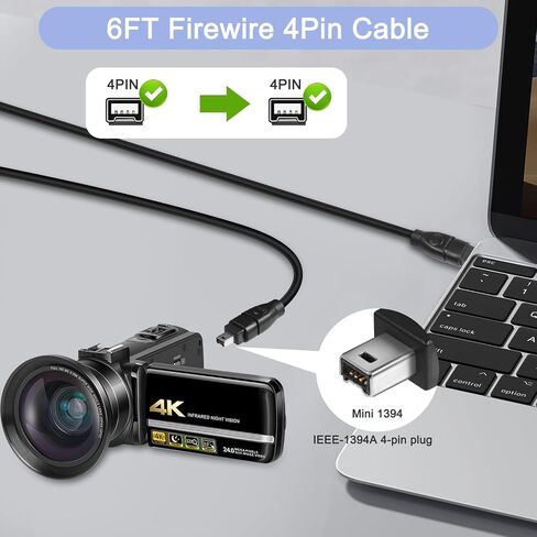 6FT Firewire 400 كابل، IEEE 1394 Firewire 4 دبوس ذكر إلى 4 دبوس ذكر كابل محول Firewire DV كابل للطابعة، الكمبيوتر الشخصي، الماسح الضوئي، كاميرا الفيديو (4Pin ذكر إلى 6Pin ذكر) in Saudi Arabia