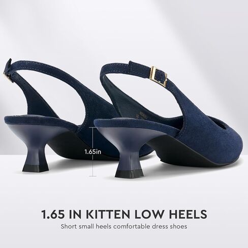ALICEPUB Women's Slingback Kitten Heels Closed Pointed Toe Heels Low Short Heels Comfortable Dress Shoes Wedding Bridal Heels Business Office Work Casual Pumps in Saudi Arabia