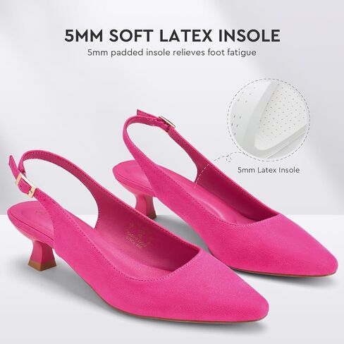 ALICEPUB Women's Slingback Kitten Heels Closed Pointed Toe Heels Low Short Heels Comfortable Dress Shoes Wedding Bridal Heels Business Office Work Casual Pumps in Saudi Arabia