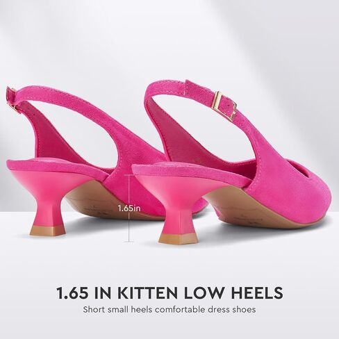 ALICEPUB Women's Slingback Kitten Heels Closed Pointed Toe Heels Low Short Heels Comfortable Dress Shoes Wedding Bridal Heels Business Office Work Casual Pumps in Saudi Arabia