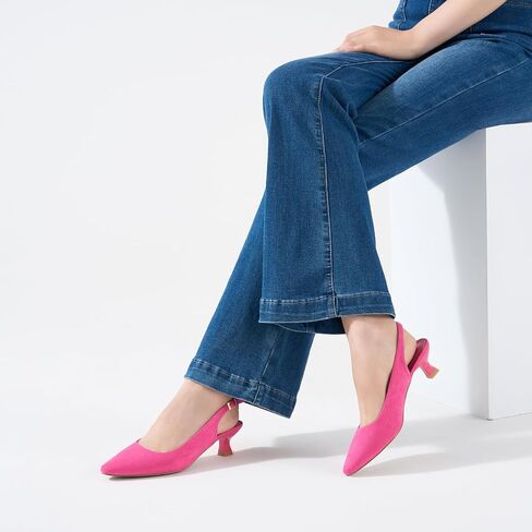 ALICEPUB Women's Slingback Kitten Heels Closed Pointed Toe Heels Low Short Heels Comfortable Dress Shoes Wedding Bridal Heels Business Office Work Casual Pumps in Saudi Arabia