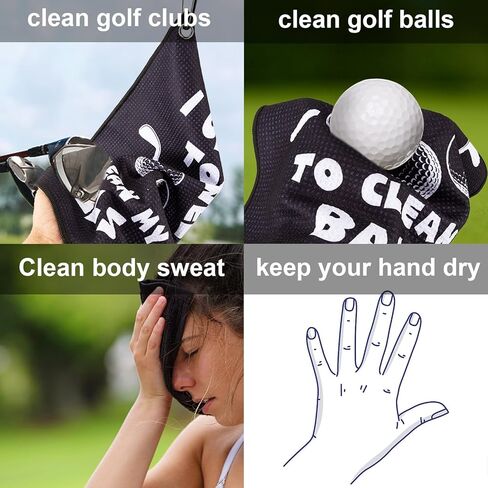 Golf Towel, Printed Golf Towels for Golf Bags with Clip, Golf Accessories Funny Golf Gift for Men Women Golf Fan Golfer Husband Boyfriend Dad, Birthday Gifts for Golf Fan(2) in Kuwait