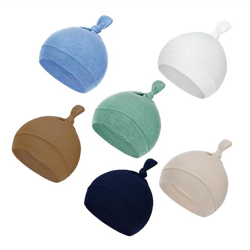 Durio 6 Pcs Baby Newborn Hats 0-6 Months for Baby Girls Boys Cozy Knot Baby Preemie Hats Beanie Unisex Infant Essentials Caps in Saudi Arabia