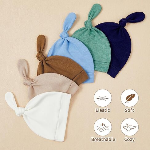 Durio 6 Pcs Baby Newborn Hats 0-6 Months for Baby Girls Boys Cozy Knot Baby Preemie Hats Beanie Unisex Infant Essentials Caps in Saudi Arabia