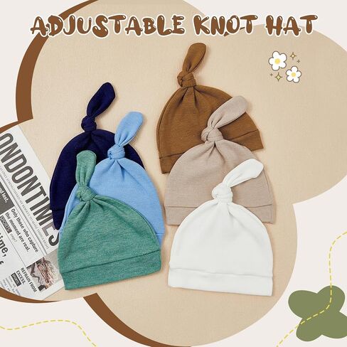 Durio 6 Pcs Baby Newborn Hats 0-6 Months for Baby Girls Boys Cozy Knot Baby Preemie Hats Beanie Unisex Infant Essentials Caps in Saudi Arabia