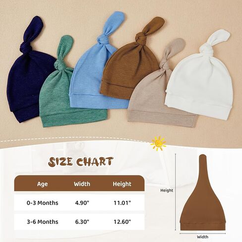Durio 6 Pcs Baby Newborn Hats 0-6 Months for Baby Girls Boys Cozy Knot Baby Preemie Hats Beanie Unisex Infant Essentials Caps in Saudi Arabia