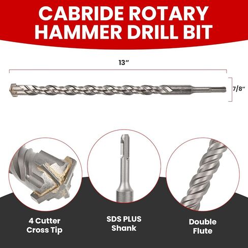1-1/2 X 21 in SDS Plus Bits, Rotary Hammer Drill Bits, Carbide, Masonry Drill Bits for Concrete, Stone, SDS Plus Hammer Double Flute, Masonry Drill Bit, Concrete Drill Bit in Saudi Arabia