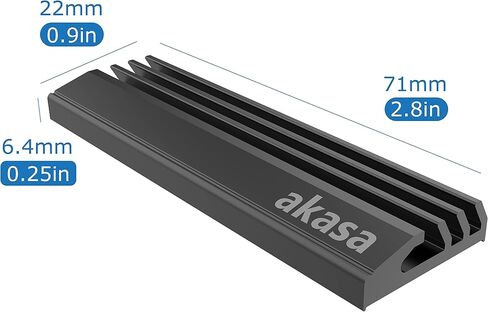 مبدد حرارة Akasa M.2 SSD | زعنفة تبريد من الألومنيوم | شريط لاصق حراري مطبق مسبقًا | 71 × 22 × 6.4 ملم | مناسب لـ M.2 2280 SSD | أسود | أ-M2HS01-BK in Kuwait