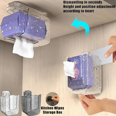 Antetek Flushable Wipes Holder for Bathroom, Wall Mount wipes storage box, Refillable Wipes Container, Wipes Case Holder Dispenser for Kitchen & Bedroom (Grey) in Saudi Arabia