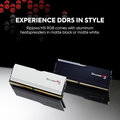 G.SKILL Ripjaws M5 RGB Series DDR5 RAM 64GB (2x32GB) 5600MT/s CL46-45-45-89 1.10V Desktop Computer Memory UDIMM - Matte White (F5-5600J4645A32GX2-RM5RW) in Saudi Arabia