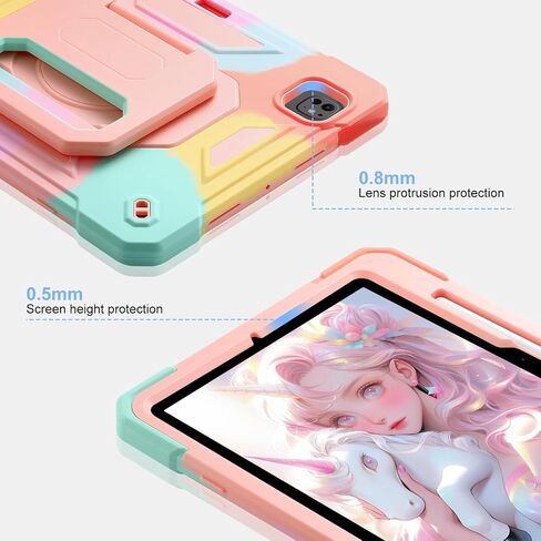 حافظة لجهاز iPad Pro 11 بوصة M4 2024 (الجيل الخامس)، حافظة واقية مضادة للصدمات مع فتحة قلم رصاص/ حامل سحري بمقبض دوار 360 درجة، سلسلة مفاتيح/حزام كتف للحمل، حافظة لجهاز iPad Pro 11 2024 (ملونة) in Kuwait