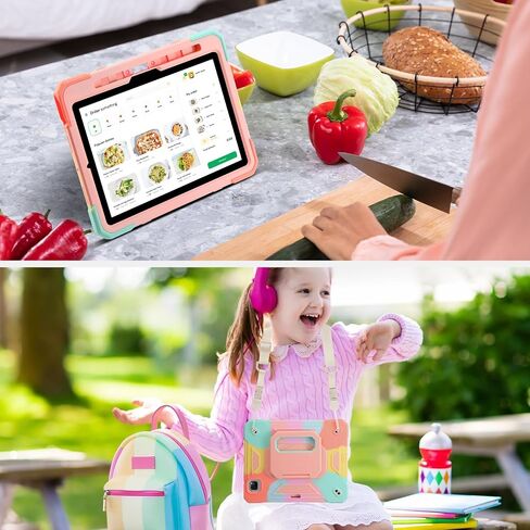 حافظة لجهاز iPad Pro 11 بوصة M4 2024 (الجيل الخامس)، حافظة واقية مضادة للصدمات مع فتحة قلم رصاص/ حامل سحري بمقبض دوار 360 درجة، سلسلة مفاتيح/حزام كتف للحمل، حافظة لجهاز iPad Pro 11 2024 (ملونة) in Kuwait