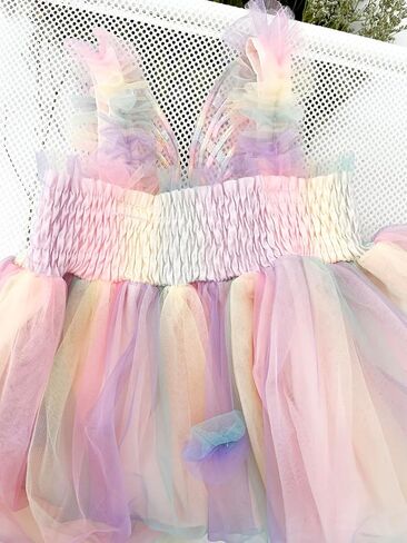 BGFKS Baby Girl Rainbow Floral Tutu Dress,Toddler Girls Birthday Party Princess Dresses with Floral Headband. in Saudi Arabia