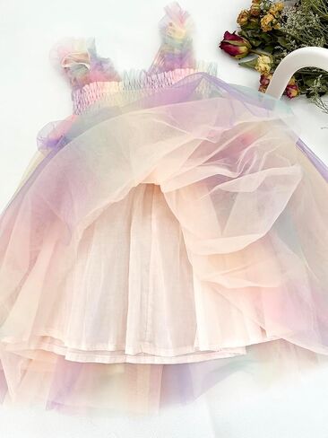 BGFKS Baby Girl Rainbow Floral Tutu Dress,Toddler Girls Birthday Party Princess Dresses with Floral Headband. in Saudi Arabia