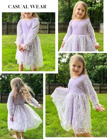 Arshiner Toddler Girls Dresses Long Sleeve Sequin Tulle Dress Formal Princess Party Tutu Dress Size 2-6 in Saudi Arabia